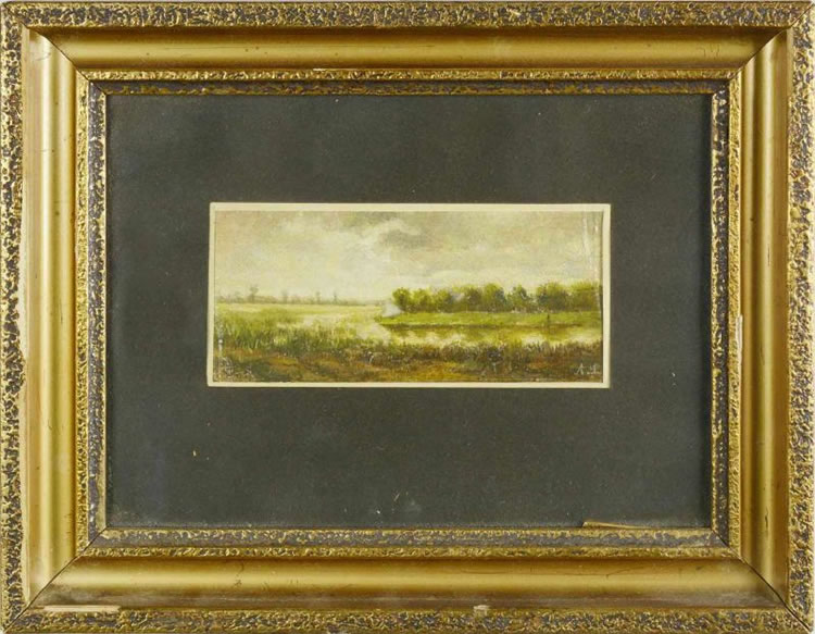 Landscape, Albin Lhota, oil on board, 2 x 5"